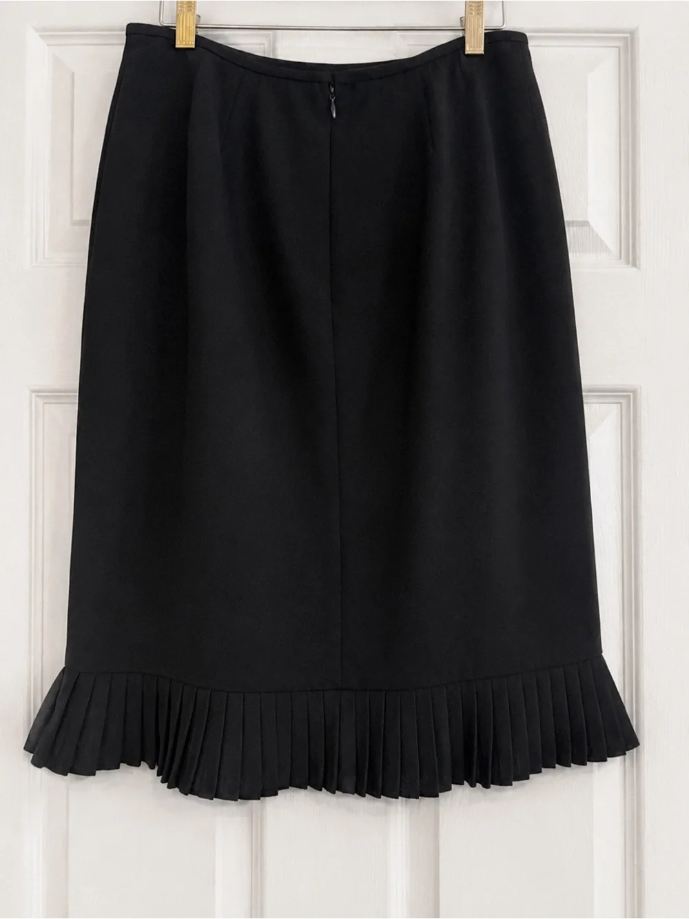 Le Suit Petite 6P Black Pleated Hem Skirt Lined Career Office Midi Pencil Skirt